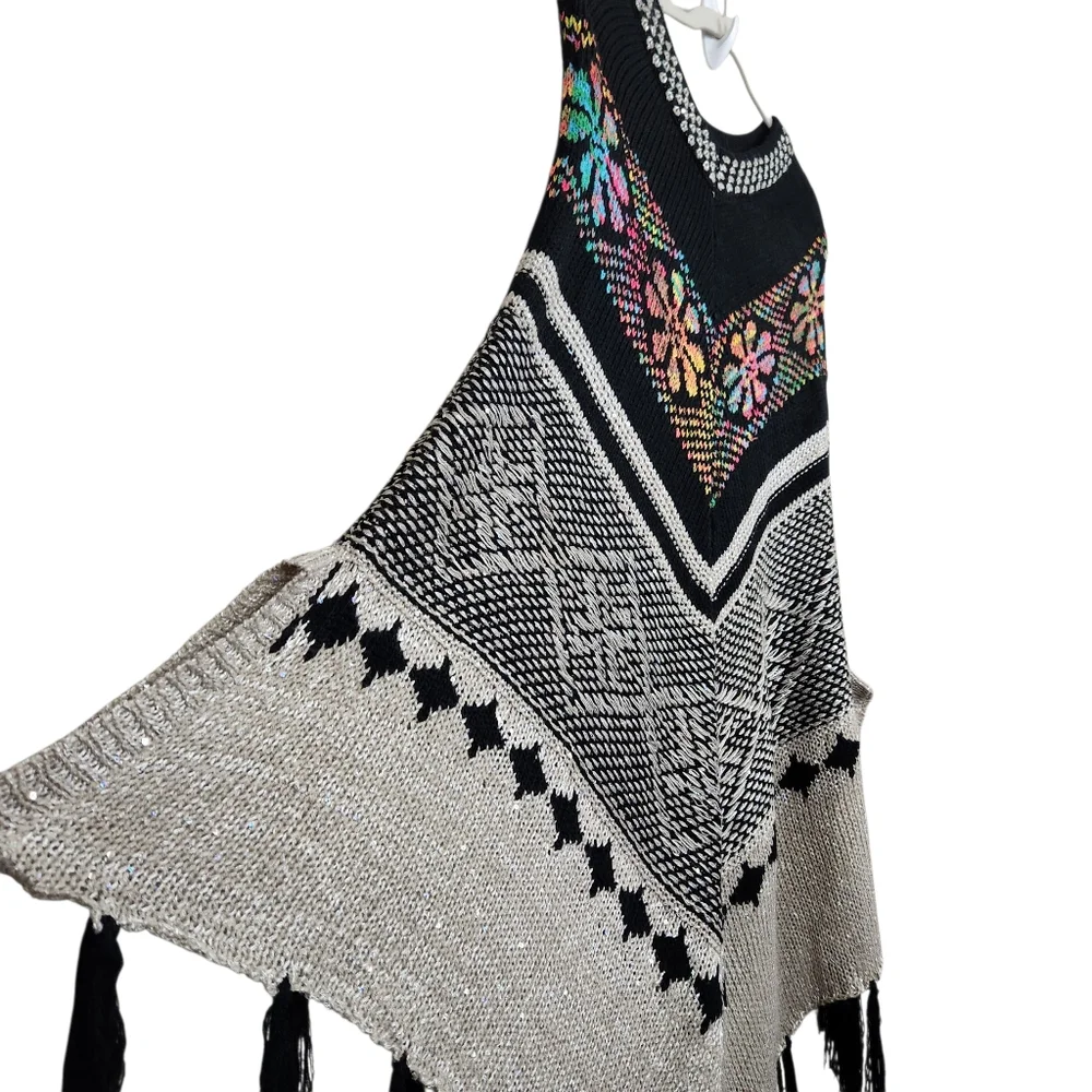 Alberto Makali New York Knit Shawl Metallic Glitter Tie Dye Womens Size L/XL